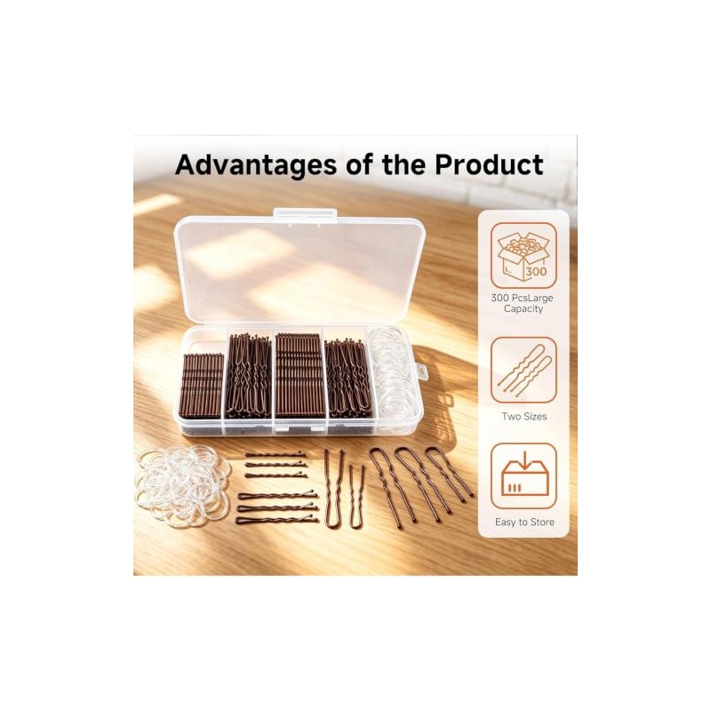 ZAKASEA - Kit de 300 Accesorios para Cabello: 100 Pasadores
