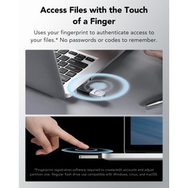 Lexar JumpDrive Fingerprint F35 PRO 128GB USB 3.0 Flash Drive, Up to 400MB/s Read/300MB/s Write, USB Stick, 10 Fingerprint IDs Allowed, Memory Stick, PC/Laptop (LJDF35P128G-RNBNG)