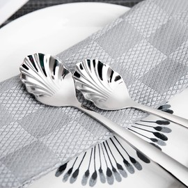 Csinos 304 Stainless Steel Spoon Shell Shape Flatware Spoon Dessert Spoon Set of 6