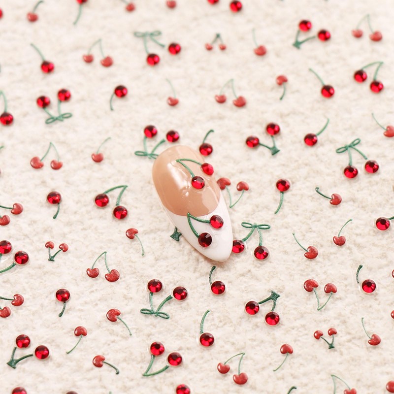 JMEOWIO 3D Nagelsticker Kirsche Nail Art Sticker Selbstklebend Nagelaufkleber 5D