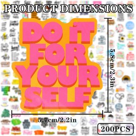 Pack of 200 Inspirational and Motivational Quotes Stickers, Waterproof Vinyl Positive Stickers for Teenagers, Adults, Waterproof Stickers for Water Bottle, Laptop, Guitar, Scrapbooking