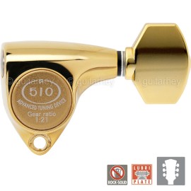 GOTOH NEW Gotoh SGV510Z-A07 Tuners L3+R3 Set Aluminum Buttons 21:1 Gear Ratio 3x3 GOLD