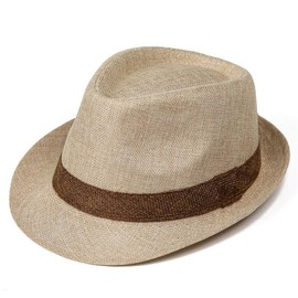 NICEYEA Fedora Hat for Men Women Classic Trilby Sun Hat Summer Sun Shade Hat Short Brim Jazz Gentleman Straw Hat Panama Beach Cap Costume Accessories Gifts Beige