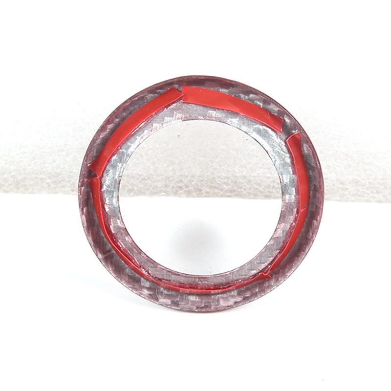carpart2021 Red Carbon Fiber Push To Start Button Cover Trim