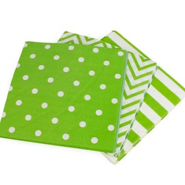 Dulousia Servilletas desechables de papel verde a rayas con lunares cheurón, servilletas de bebidas para fiestas de cumpleaños infantiles, eventos de primavera y verano, celebración de día festivo de Navidad, desplegadas 13 x 13 pulgadas, 60 unidades