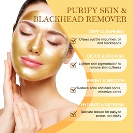 2 Stück Gold Peel Off Maske, Mitesserentferner Porenreiniger Maske Anti Falten Anti Aging Gesichtsmaske für Jeden Hauttyp, Hautstraffend & Verjüngend Für Strahlende Gesichtsmasken