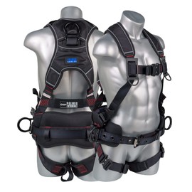 Palmer Safety Fall Protection Safety Harness, Padded Back Support, Quick-Connect Buckle, Grommet Legs, Aluminum Back&Side D-Rings (Jet Black - LG)