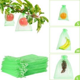 MIXC 50 Pcs Fruit Protection Bags,8''×12''Fruit Netting Bags for Fruit Trees Fruit Cover Mesh Bag with Drawstring Netting Barrier Bags for Plant Fruit Flower