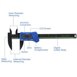 Vernier Caliper SENRISE 6inch/ 150mm Digital Caliper Electronic LCD Screen Plastic Caliper Gauge Micrometer Ruler Carbon Fiber Micrometer Measuring Tool