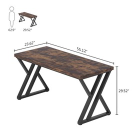 Tribesigns 55-Inch Writing Desk, Computer Desk with Solid Metal Legs and Wood Tabletop, Modern Simple Study Desk for Students, Industrial Laptop Workstation for Home Office