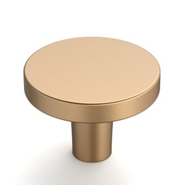 Amerdeco 30 Pack Champagne Bronze Cabinet Knobs Single Hole Cabinet Pulls 1.18 Inch (30MM) Diameter Round Drawer Knobs and Pulls for Bathroom Cabinets K0021