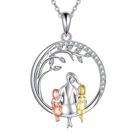 VONALA 925 Sterling Silver Mother Daughter Necklace Tree of Life Pendant Necklace Birthday Gifts for Mom Daughter Sister