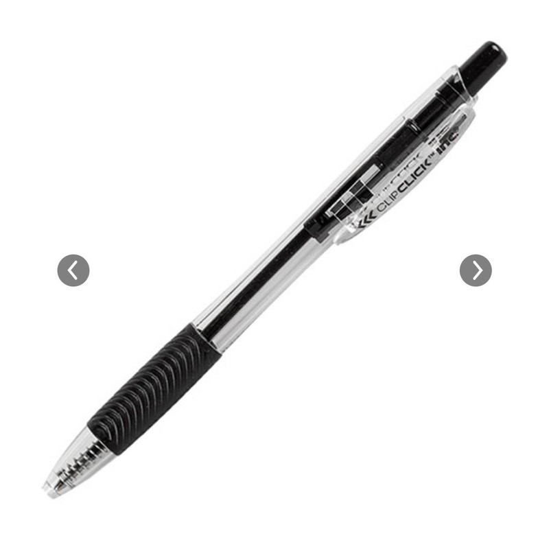 Clip Click Retractable Ball Point Pens, 1.0 mm Black Ink,