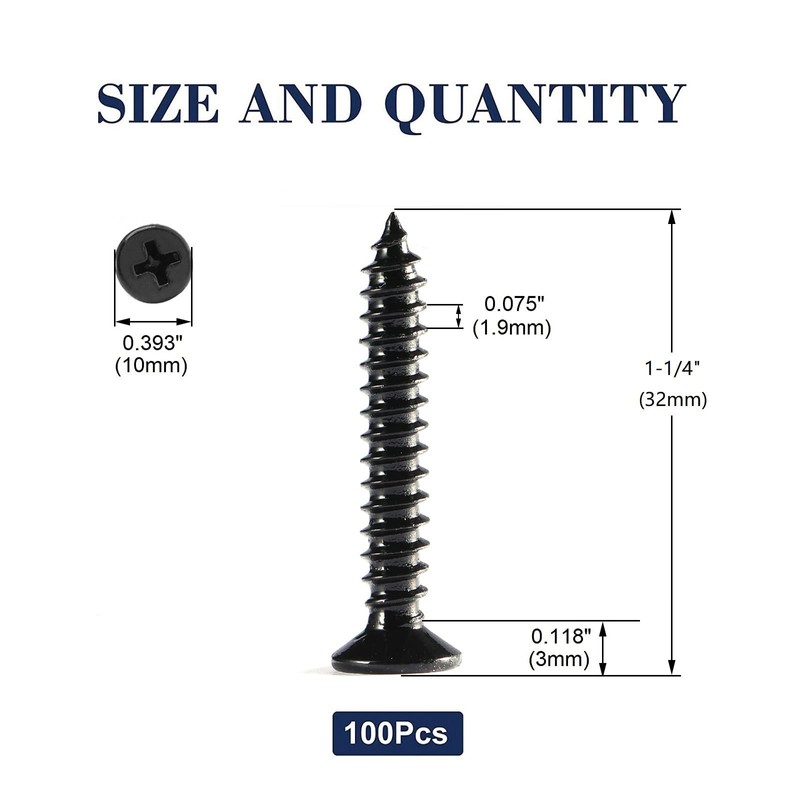 #12 x 1-1/4" Wood Screw 100Pcs 18-8 (304) Stainless Steel