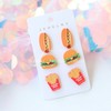 3PCS Hot Dog Fried Chips Hamburger Stud Earring Set Acrylic