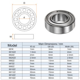 QUARKZMAN Pack of 8 688ZZ Deep Groove Ball Bearings 8 mm Bore 16 mm AD 5 mm Thick Chrome Steel ABEC5 Double Shielded Bearing for Engines Pumps Conveyors