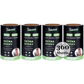 4 inch Lint Roller Refills for Amazon PetLovers Evercare Albatross and More Standard Lint Rollers, Extra Sticky 90 Sheets per Refill, Pack of 4 Rolls, 360 Sheets Total (1 1/2 inch Inside Dia.)