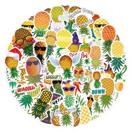50 Pieces Upside Down Pineapple Stickers for Water Bottle|Vinyl Waterproof Sticker Laptop Skateboard Phone Car Decals for Teens Adults Party Favors Supplies Decor (Pineapple Decals)