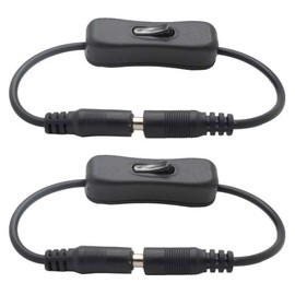 TronicsPros 2pcs LED Strip Light Inline On/Off Switch Cable DC Jack (5.5x2.1mm) Male to Female Connector, 12V Inline Rocker Switch DC Power Adapter Connector