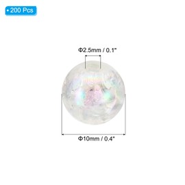 PATIKIL 10mm Acrylic Beads, 200pcs Cute Beads Bulk Spacer Bead Bubble Crackle Sparkle Beads Crystal Plastic Candy Round Bead for Making Necklace Earring Craft,White