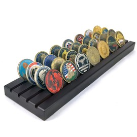 4 Row Military Coin Holder, Military Collectible Challenge Coin Display Holder Stand Holds 32-36 Coins (Large)
