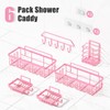 Dimyno Pink Shower Caddy 6 Pack, Adhesive Shower Shelves, No