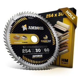 AMBOSS WERKZEUGE HM Circular Saw Blade, 254 x 30, Z60, Interchangeable Teeth for Wood, Fine Cut, 254 mm, Bosch GTS 10, PTS 10, PTS 100 T, GTS 254, Woodster ST110, Triton TWX7CS001, Einhell TE-SM 36 10
