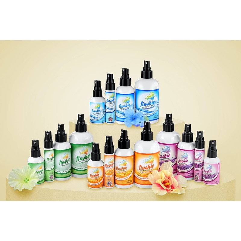 Flushie Pre-Toilet Sprays for Poop Travel Size Toiletries Bathroom Spray