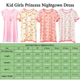 JWWN Big Girls Summer Princess Pajamas Kids Modal Short Sleeve Nightgowns Bowknot Nightdress,Cherry 9T