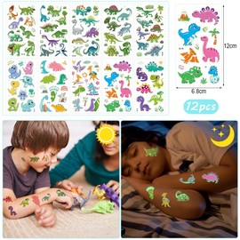 Dino Party Bags Children's Birthday, Dinosaur Party Favours Boys, Give Aways Children's Birthday with Dino Snap Bracelet Key Ring Party Bag Bags Mini Dino Figures and Light Dino Tattoo Children