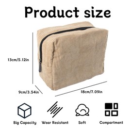 GWAWG Small Cosmetic Bag for Purse Travel Make Up Bag Cord Makeup Bag with Compartments Makeup Pouch Cord Versatile Makeup Bag Zipper Pouch for Women Girls Makeup Bag Small Cosmetic Bag Corduroy Bag,
