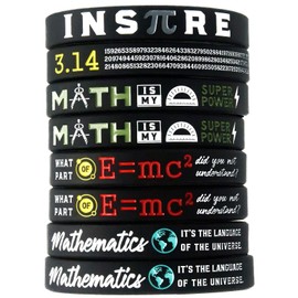 Giftphoria Assorted Math Bracelets (12pcs) - Math Gifts in Bulk for Educational Party Favors, Classroom Prizes and Awards for Math Students and Teachers, Math Graduates, Mathletes and Math Lovers