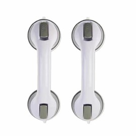 FUNNTY Shower Suction Grab Bar, 2 Pack Bathtub Handle with Strong Hold Suction Cup,12 Inch Shower Handle, Bathroom Balance bar, Assist Balance Handrail for Grip Grab in Bathroom