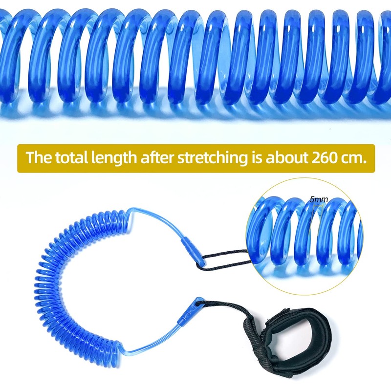 10ft Surfboard SUP Leash,Kayak Ankle Leash Spiral TPU,for Stand Up