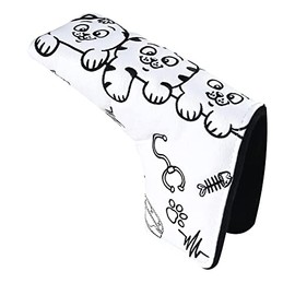 Golf Headcover Putter Cover Fits Scotty Cameron Odyssey Magnetic Closure Pin Cute Heart Cat (White)