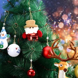 WEIBIAO Christmas Ornament Hanger Decoration Iron Hook with Acrylic Jewelry for Christmas Tree,Home Decoration (Gold Hook, Clear Jewelry,36 Pieces) (Silver)