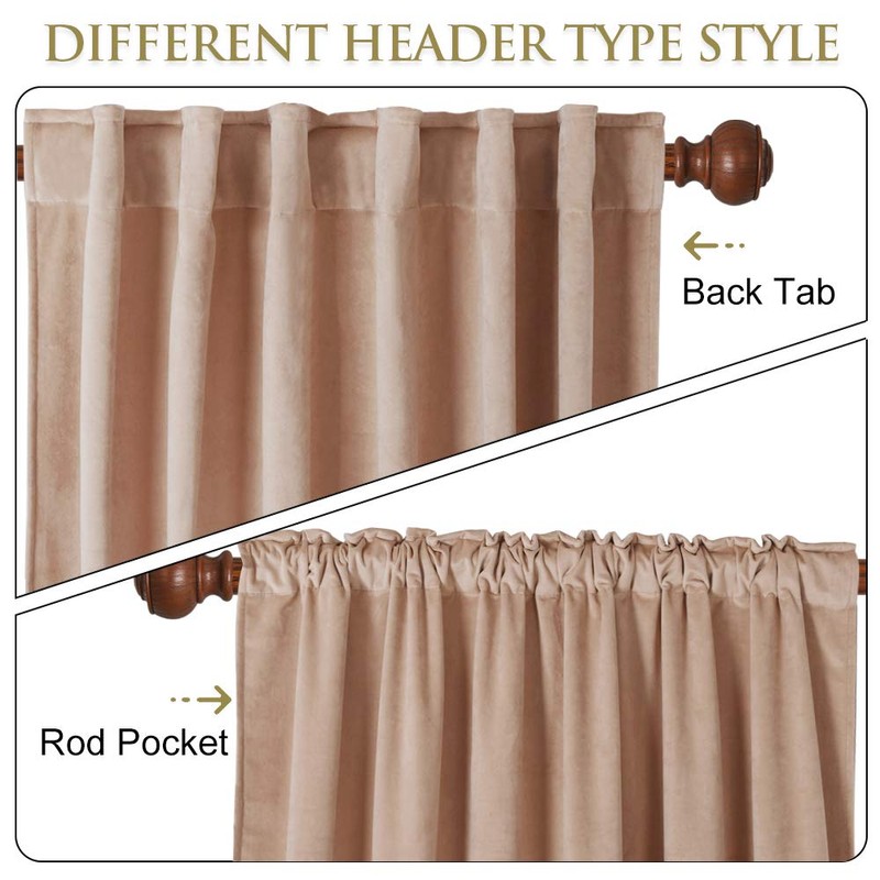 StangH 84 inches Beige Blush Velvet Curtains Farmhouse Decor for