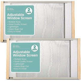 Home Intuition 2-Pack Adjustable Horizontal Window Screen 19-33 inches Wide, 24 Inch High, Bug and Mosquito Netting, Replacement WindowScreen for Kitchen Windows, RV Camper, Dorm Ventilation
