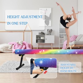 Wesky Adjustable Balance Beam,High and Low Floor Beam Gymnastics Equipment,Professional Gymnastics Beam for Kids Home Training with Foldable Legs (Rainbow, 8FT)