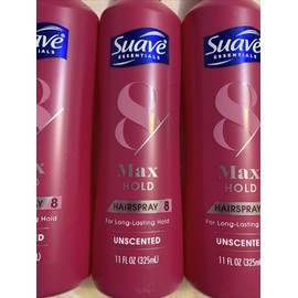 NEW LOT 3 Suave Non Aerosol Max Hold 8 Hairspray Unscented 11 oz Long Lasting 79400181831
