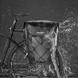 ROCKBROS Bike Pannier Waterproof 27L Large Capacity Bike Bag Rear Rack Bicycle Pannier Bag Waterproof for Grocery Touring Cycling Black*2