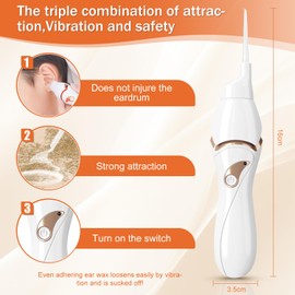 Elektrisch Ohrenschmalz Entferner, Ohrenreiniger Wissenschaftliche Saugkraft mit LED Licht, 5 Waschbaren Ersatzköpfen, Ohrwachs Entfernungs Tool Geeignet für Babys, Erwachsene