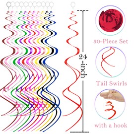 30 Pcs Red Swirls Decorations Hanging Swirl Decorations Red Party Streamers for Anniversary Wedding Ceiling Party Decorations