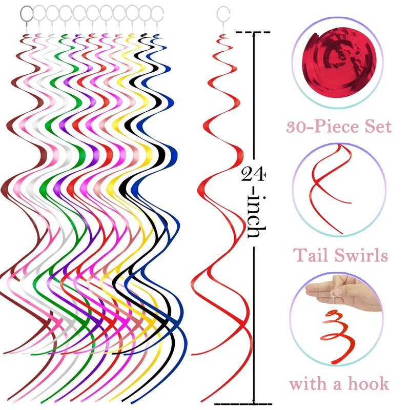 30 Pcs Red Swirls Decorations Hanging Swirl Decorations Red Party