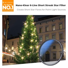 K&F CONCEPT 82mm Star Filter 6 Points Cross Short Ray Starburst Variable