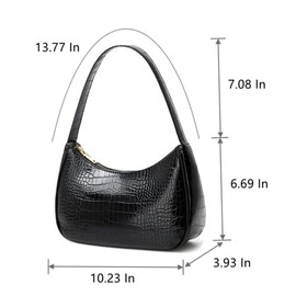 CYHTWSDJ Shoulder Bags for Women, Cute Hobo Tote Handbag Mini Clutch Purse with Zipper Closure (Crocodile&Black)