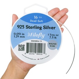 Filofly, calibre 16, alambre de plata de ley 925, muerto suave, redondo, 1 troy oz (7.5 pies)