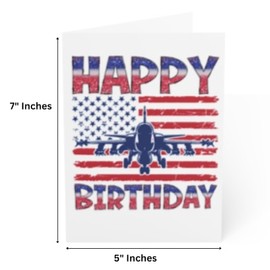 J&J'S TOYSCAPE US Air Force Birthday Cards, Happy Birthday Card for Pilot, Army Service, Patriotic Birthday Card, 5x7 Card with Envelope, Blank Inside (Patriotic Flag)