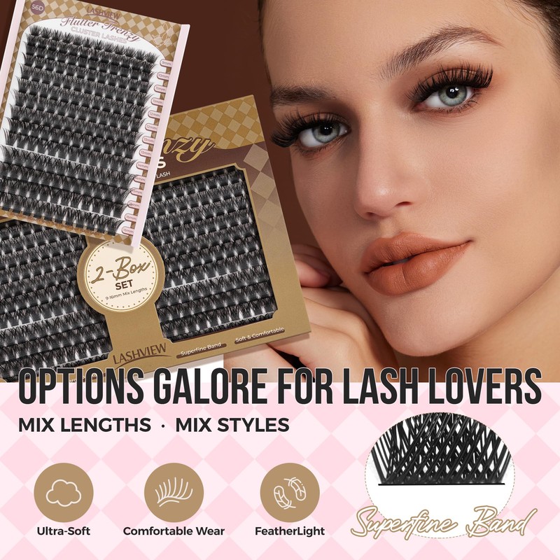 LASHVIEW Lash-Extension-Clusters 336pcs D Curl Lash Clusters Natural Look Cluster