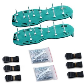 MTSDM 1 Pair Lawn Spike Shoes, Garden Farm Sowing Loosening Soil Grass Nail Shoe Lawn Aerator Spike with 3 Straps, Reduces Thatch, Revives Soil Health, Yard Seeding Nonslip, One Size Fit Nearly All